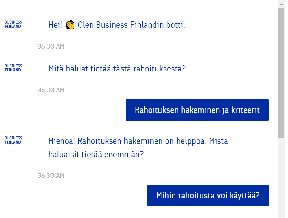 Business Finland korona tuki botti 