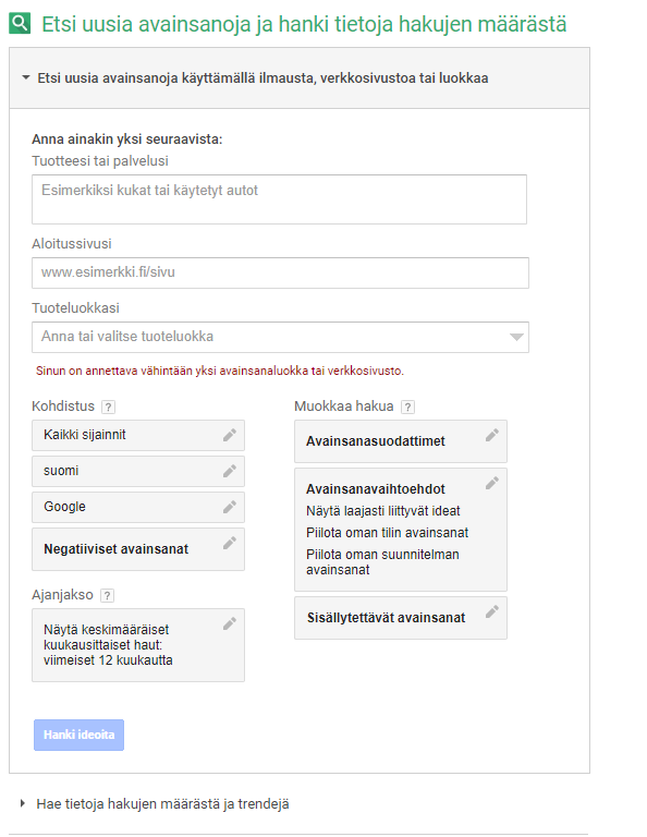 Adwords Keyword Tool