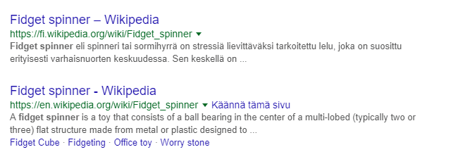 Fidget spinner search result