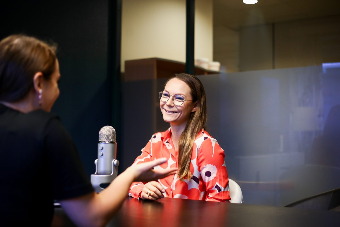 Sofokus team in conversation at the office